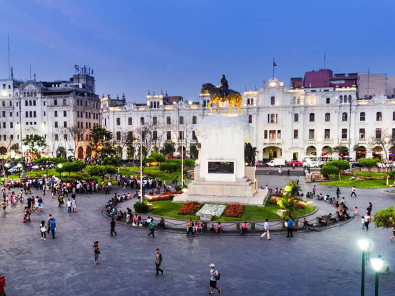 San Martín Square in Lima's Historic Centre with its white republican buildings
