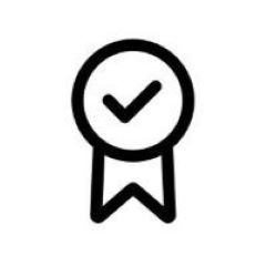 Icon representing quality and operational excellence, a ribbon medal with a checkmark