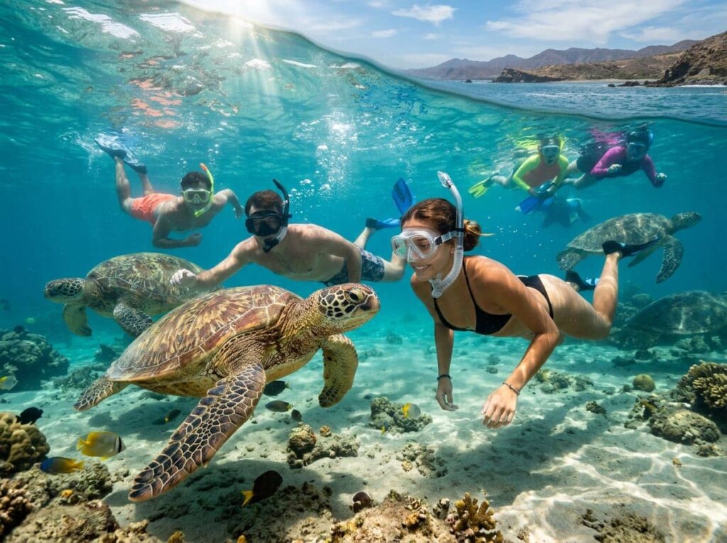 Nado con tortugas en Máncora con viajeros