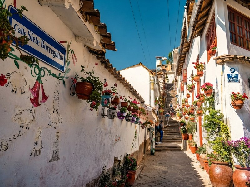 Calles empedradas y arquitectura colonial del centro histórico de Cusco.