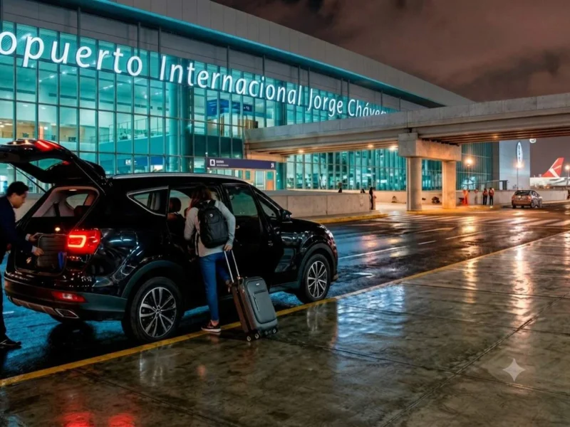 Traslado privado con equipaje frente al Aeropuerto Internacional Jorge Chávez de Lima