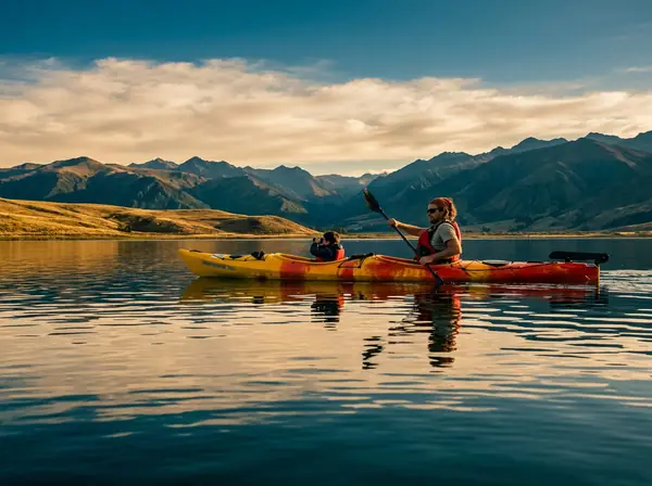 Totora reed kayak on the water around the Chimu islands, Lake Titicaca