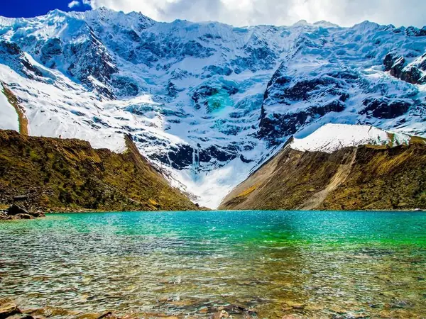 Turquoise Humantay Lake at the foot of the Humantay glacier