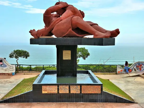 Park of Love in Miraflores with its mosaic walls and The Kiss sculpture facing the sea