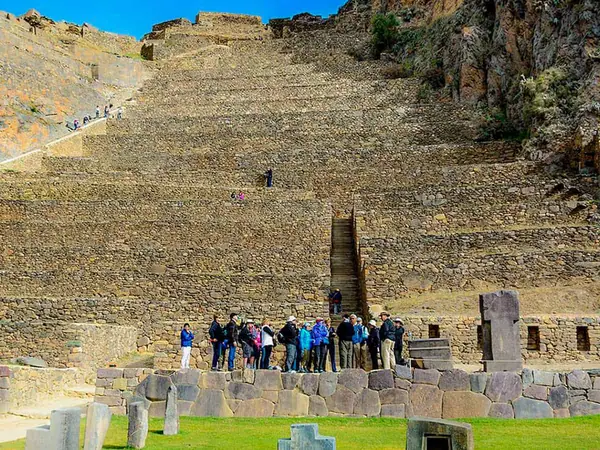 Stone terraces of the Ollantaytambo archaeological site in the Sacred Valley