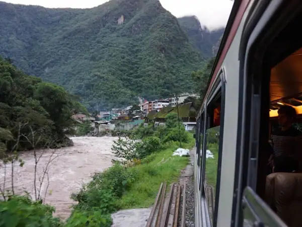Tourist train to Aguas Calientes, the town below Machu Picchu
